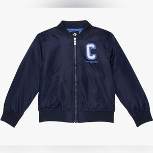 Converse Kids C Chenille Navy Bomber Letterman Varsity Jacket Puffy L 12-13 yrs